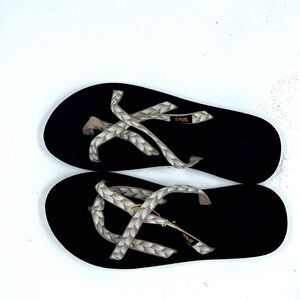 Teva Olowahu Retro Geometric Natural Flip Flops Sandals Women’s Size 8